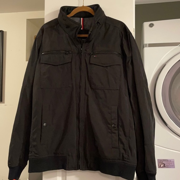 Tommy Hilfiger Xxl black heavy waist length zipper hood jacket - Picture 1 of 8